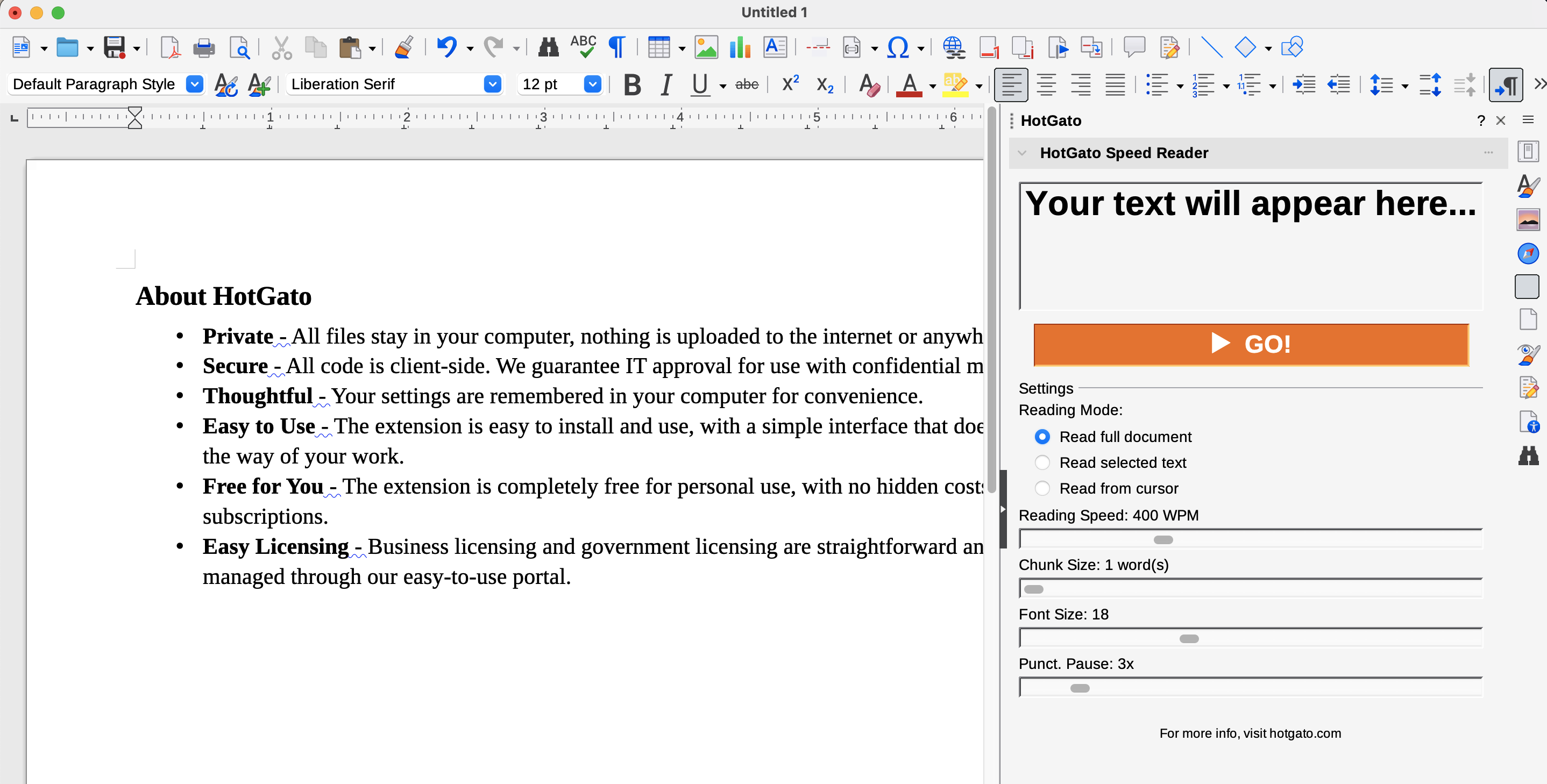 HotGato for LibreOffice Writer